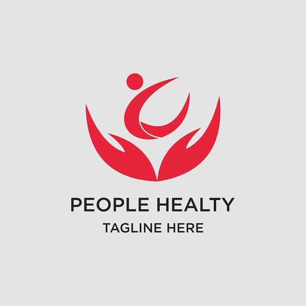 People healty logo design simple concept Premium Vector