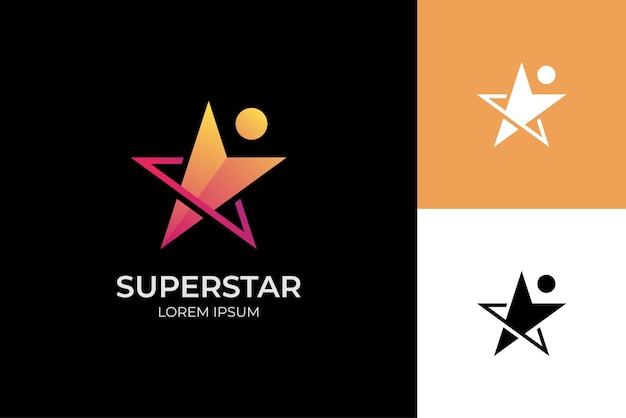 People reach star success logo design reaching stars kids logo superstar symbol icon design element for human achievements logo