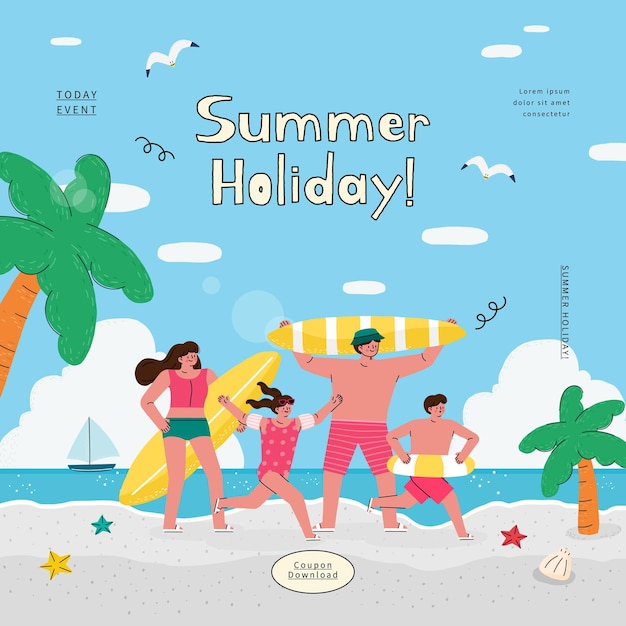 Vector people on summer vacation vector illustration