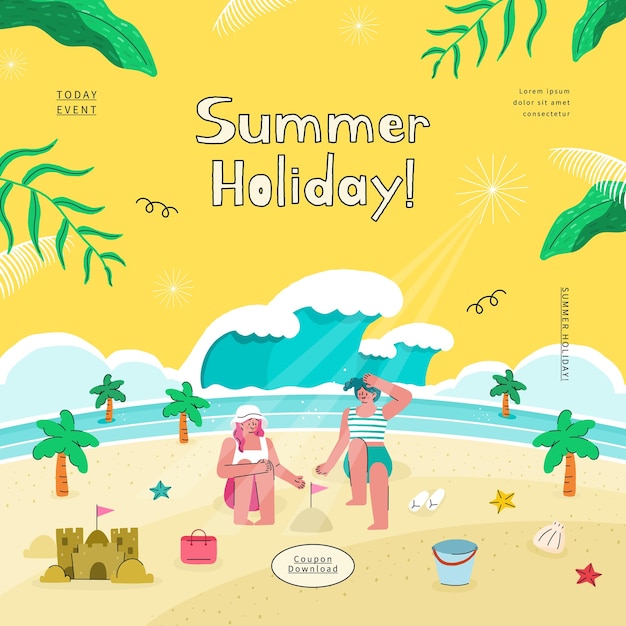 Vector people on summer vacation vector illustration