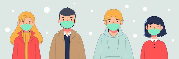 People with mask illustration