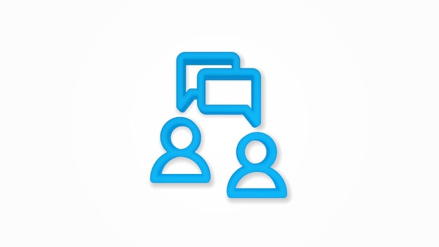 People with speech bubble above their heads realistic icon 3d line vector illustration Top view