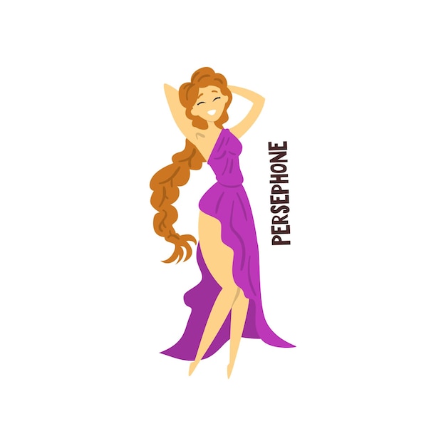 Persephone Greek Goddess ancient Greece mythology character vector Illustration isolated on a white background