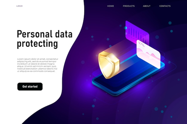 Personal data security isometric illustration