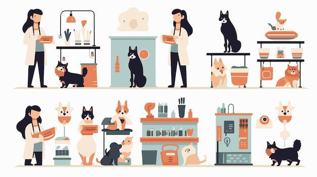 Vector pet care center service icons vector illustration design