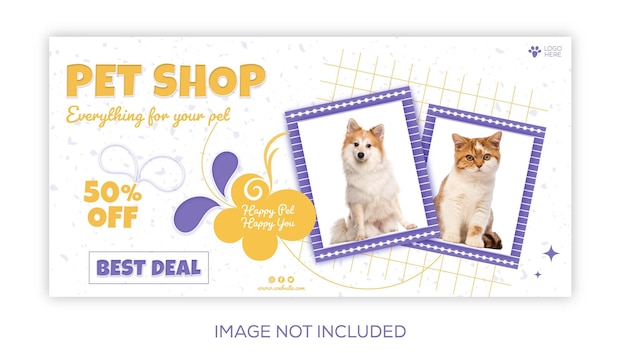 Vector pet shop banner social media template