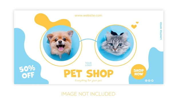 Vector pet shop social media banner