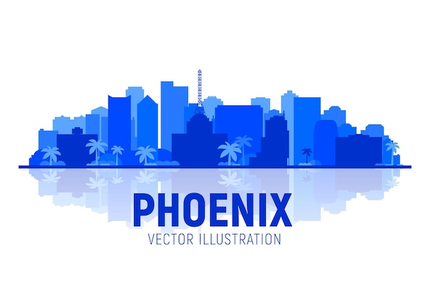 Phoenix City shilouette skyline Arizona USA Vector illustrationBusiness and tourism image