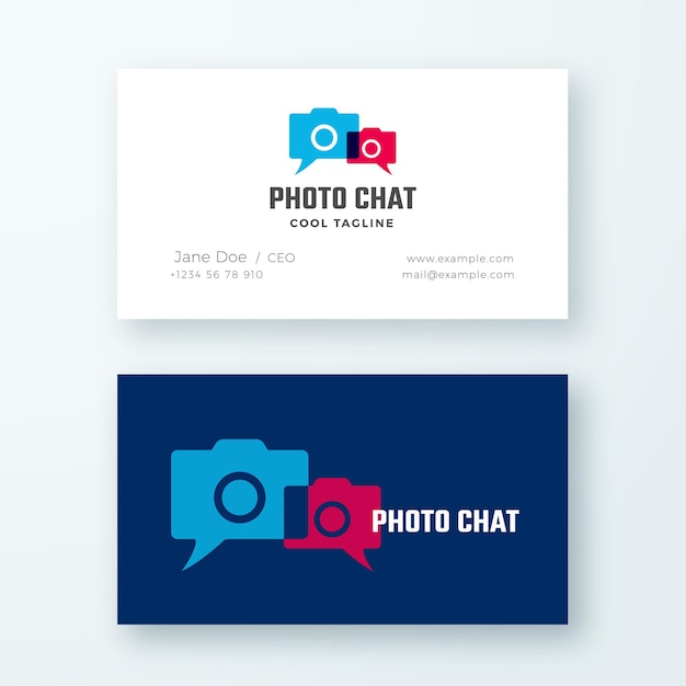 Photo Chat Abstract  Logo and Business Card Template.