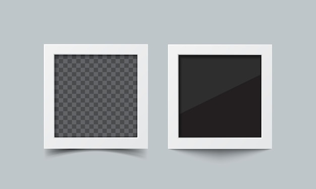 Photo frame set. Realistic vector paper square photos inspired by polaroid