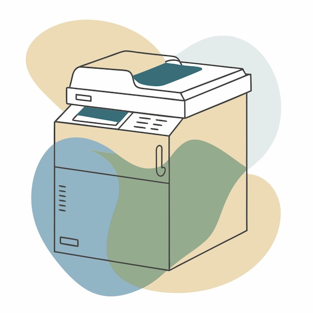 Vector photocopy mecine white background vector illustration line circuit