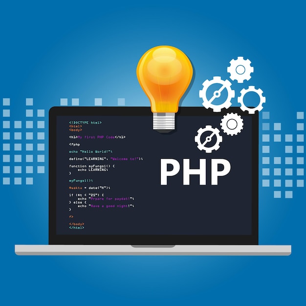 PHP programming language syntax for web coding script in screen