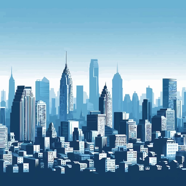 Vector a picture of a city with a blue background and a cityscape in the background