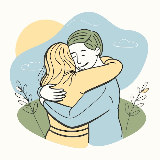 Vector a picture of a couple hugging and hugging