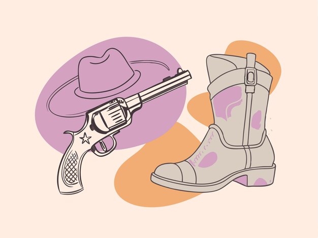 Vector a picture of a cowboy boots and a gun