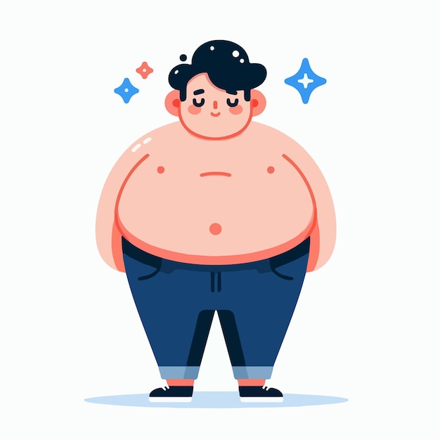 Vector picture of fat man doing activity