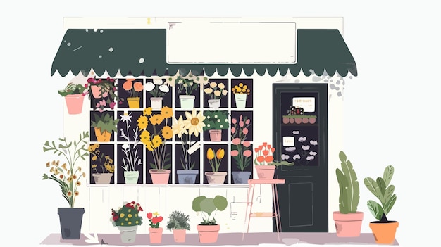 a picture of a flower shop with a sign that says  garden