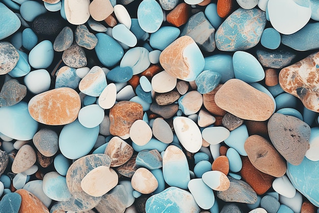 Vector a pile of colorful rocks with a blue and gray background