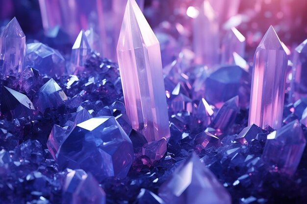 Vector a pile of crystals with purple crystals in the center