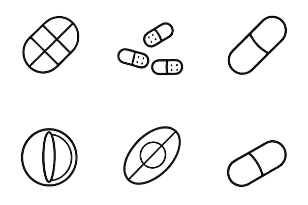 Vector pills line art