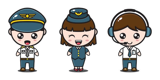 Pilot, flight attendant, and operator character of plane