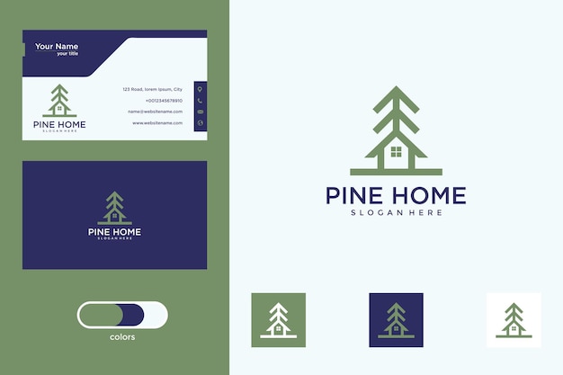 pine with home logo design and business card