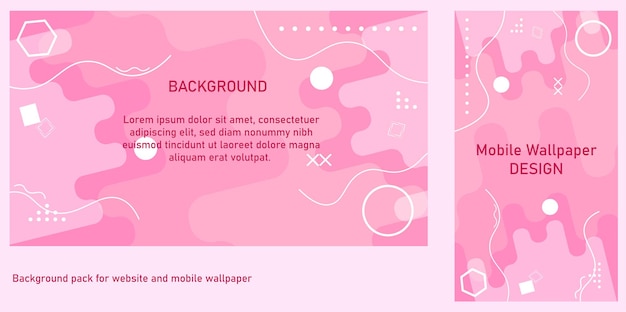 Vector pink abstract background pack for website and mobile wallpaper