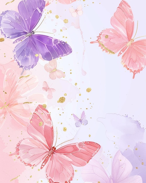 Pink Background with Light Purple Butterflies