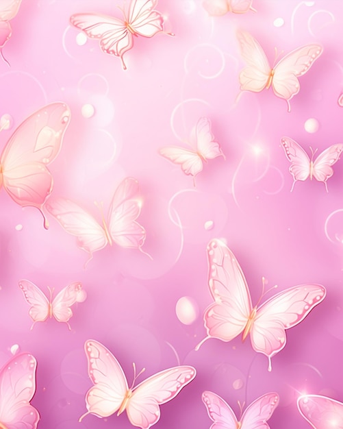 Pink Background with Soft Pink Butterflies in Water