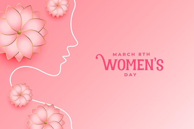 Vector a pink background with a woman  s face and the words women day on it