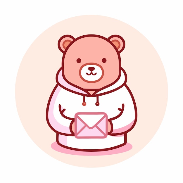 Vector a pink bear with a card that says quot teddy bear quot