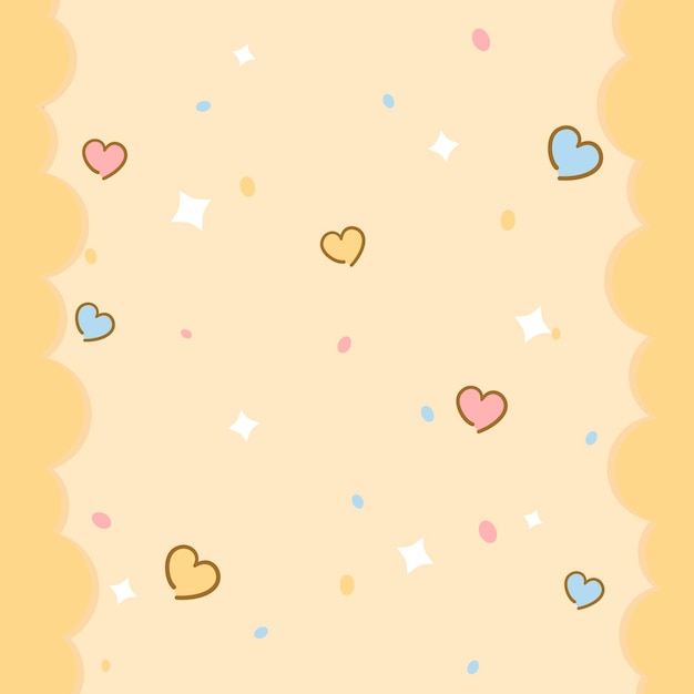 Vector pink and blue hearts on a yellow background