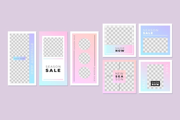 Vector pink and blue instagram post collection