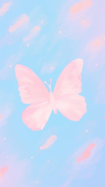 Vector pink butterfly pastel sky