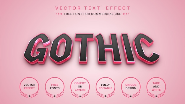 Pink Gothic Editable Text Effect, Font Style