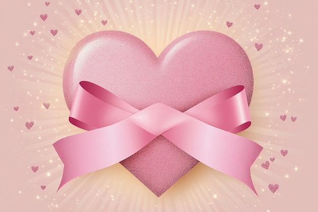 Vector a pink heart with a pink ribbon on it