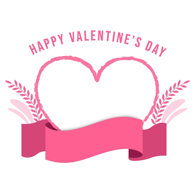 Vector a pink heart with a pink ribbon that says happy valentines