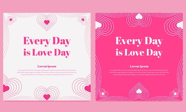 Vector pink love valentines day social media post template design