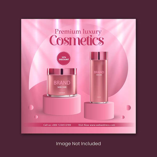 A pink poster for premium luxury cosmetics.