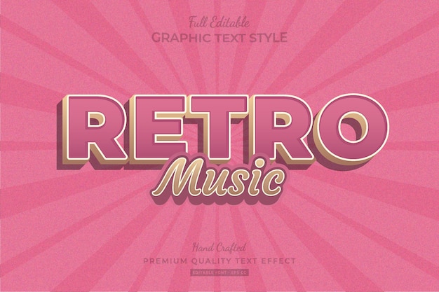 Pink Retro Music Editable Premium Text Effect Font Style