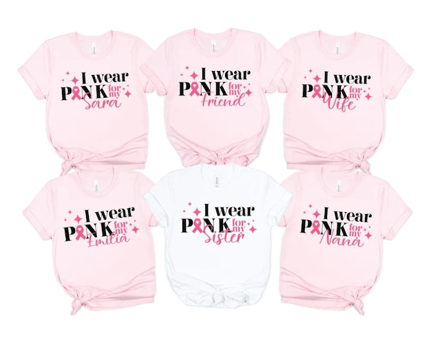 Vector pink shirts with the words i love pink and white on them