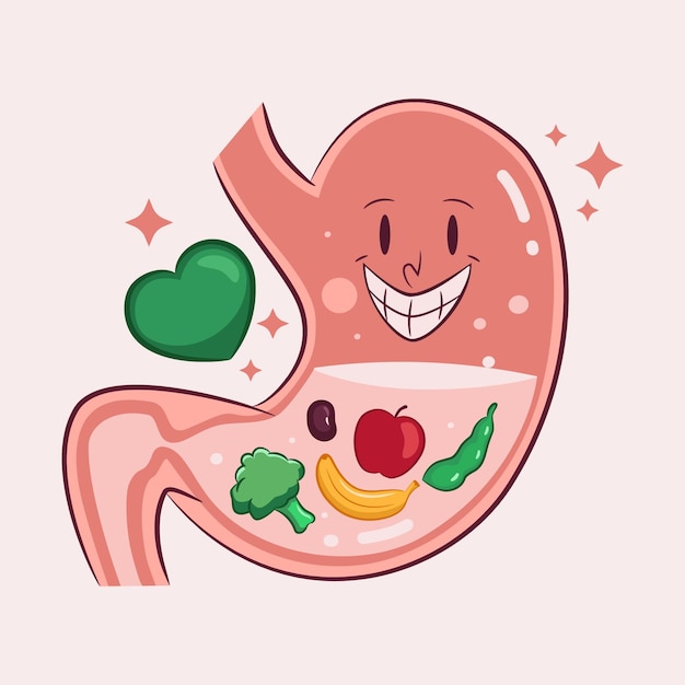 Vector a pink stomach with a heart and a green heart on it