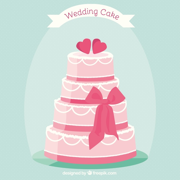 Vector pink wedding cake