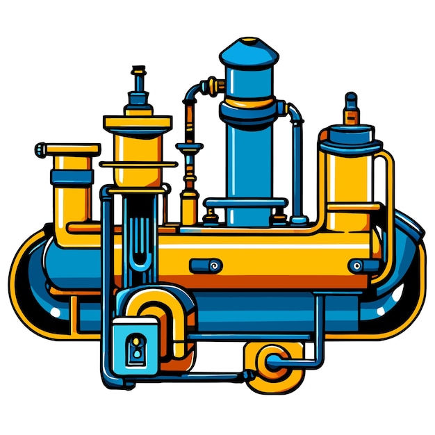 Vector pipe of water with valve and meter of pressure pipe elements system