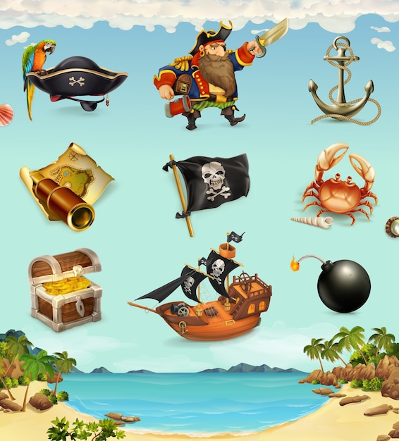 Pirates elements set.