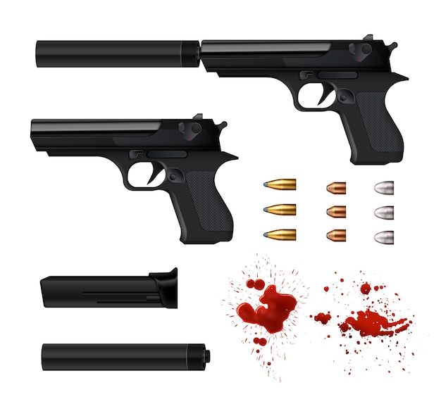 Pistol Gun Realistic Set