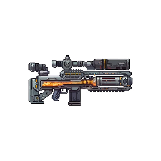 Vector pixel art futuristic hightech sniper rifle vector illustration design