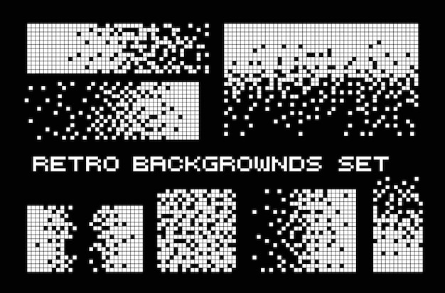 Vector pixel disintegration color backgrounds decay effect dispersed dotted pattern