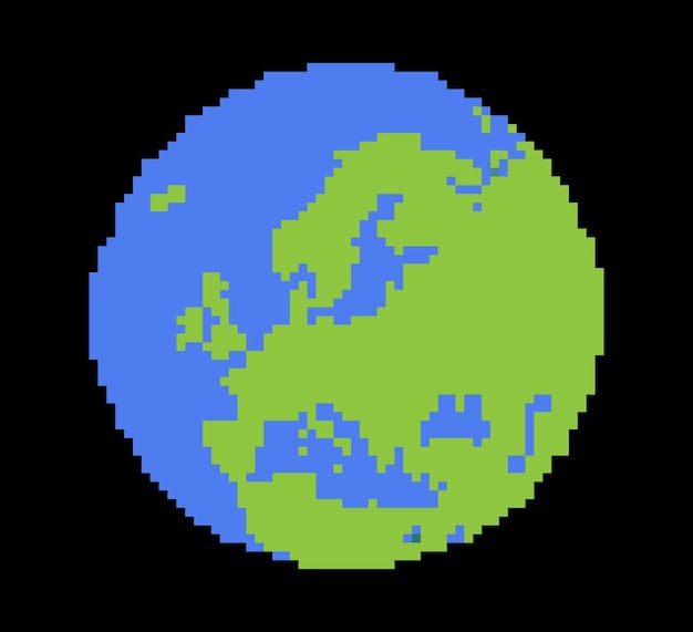 Pixel earth globe design.