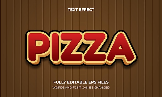 Pizza 3D Text Effect Style Vector